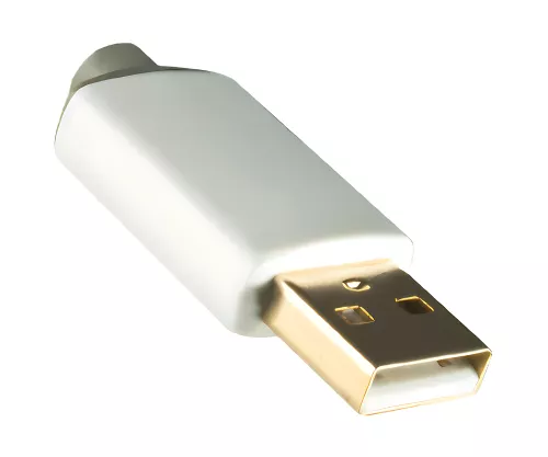 USB HQ cable, A to micro B plug, gold-plated plug, white, DINIC box with Euro hole, 1m